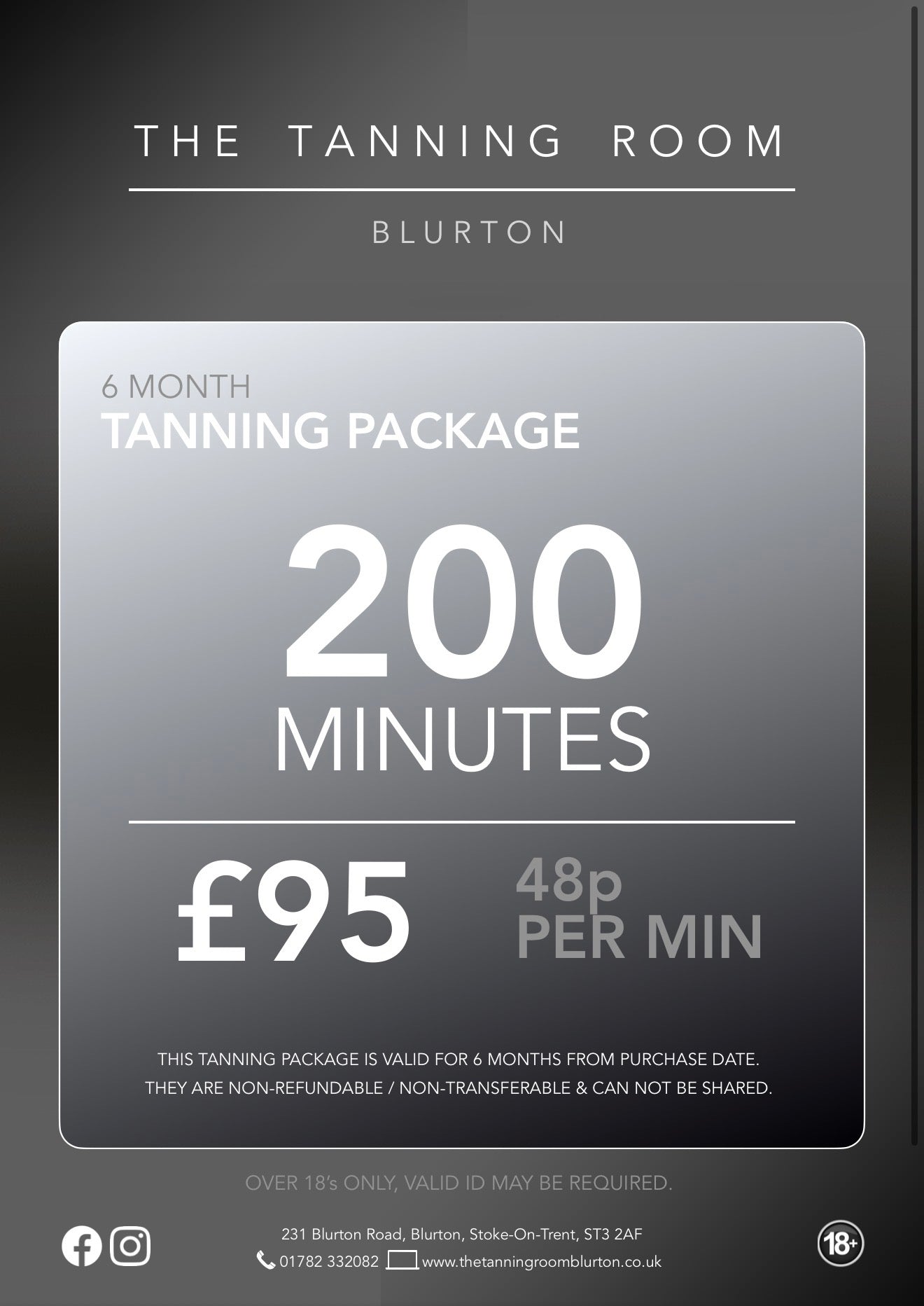 200 Minutes - 6 Month Tanning Package