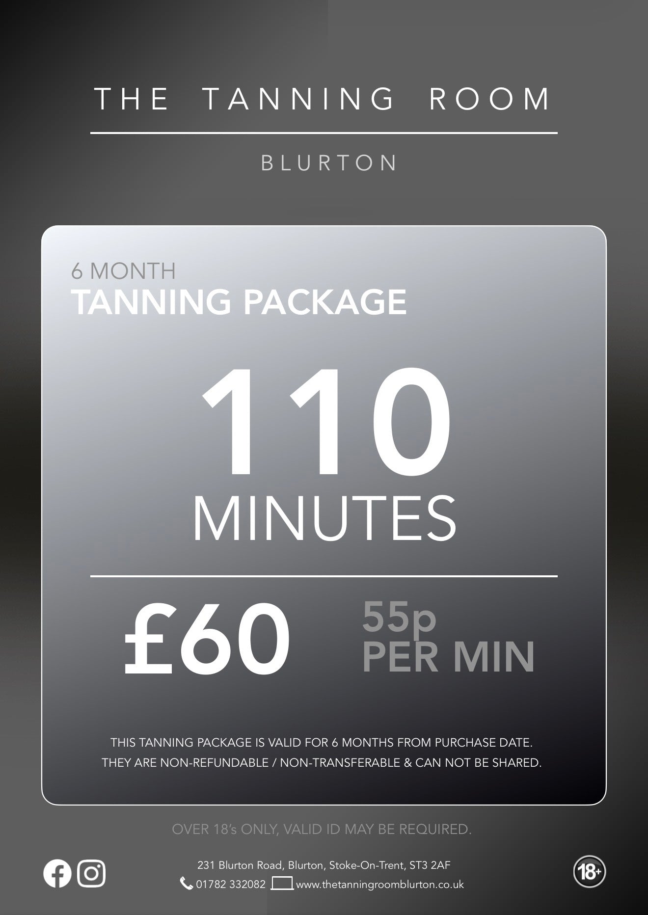 110 Minutes - 6 Month Tanning Package