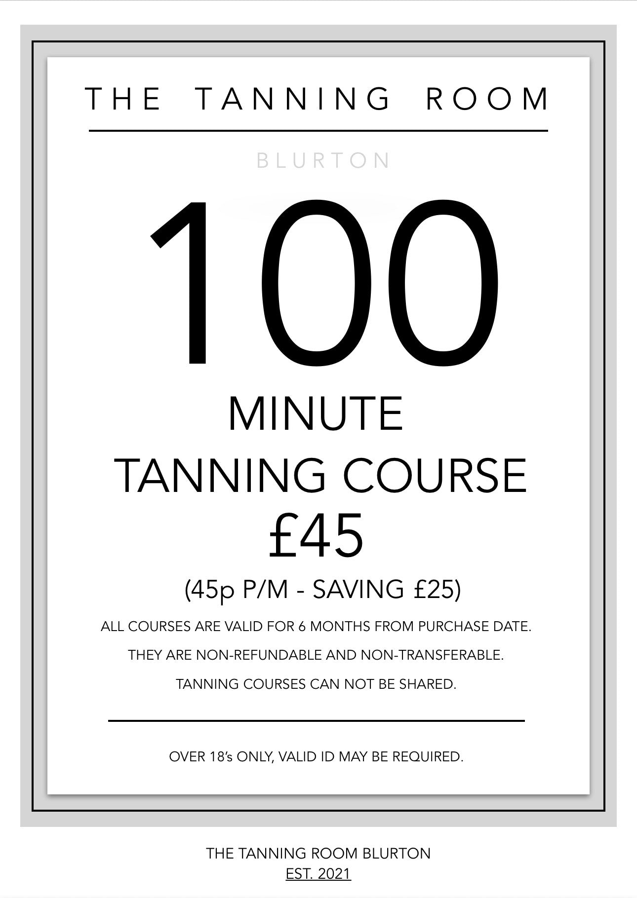 100 MINUTE TANNING COURSE